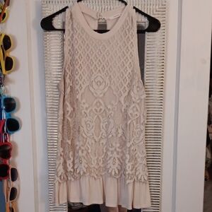 Maurices Cream Knit Tunic with Lace Overlay